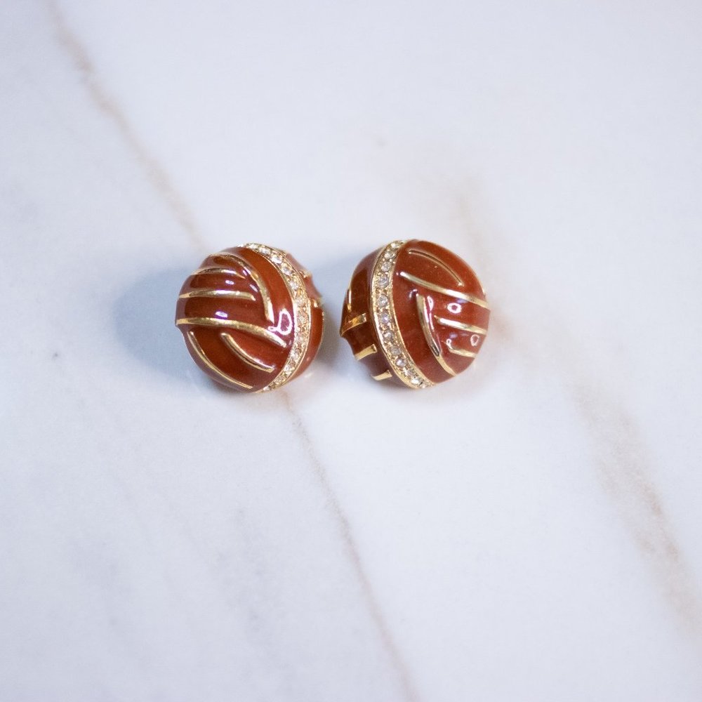 GEOFFREY BEENE‎ ORANGE STATEMENT EARRINGS